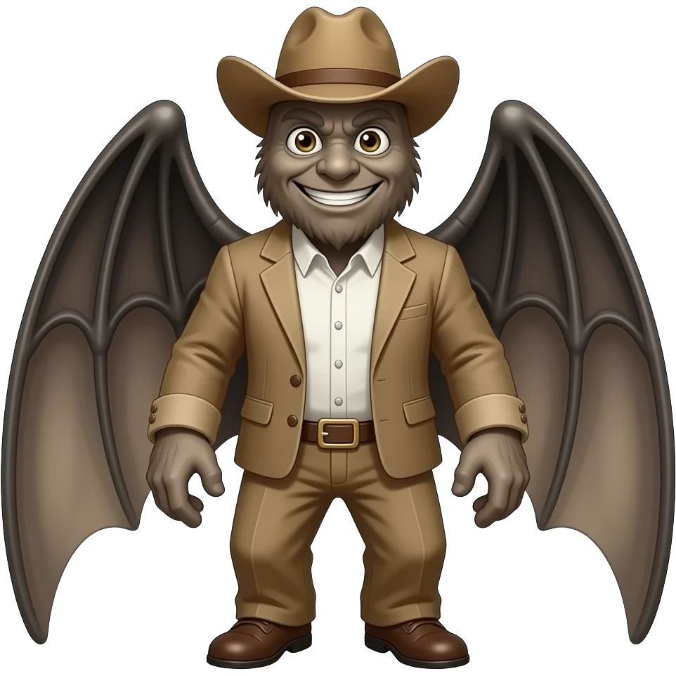 Mothman with a cowboy hat looking happy emoji