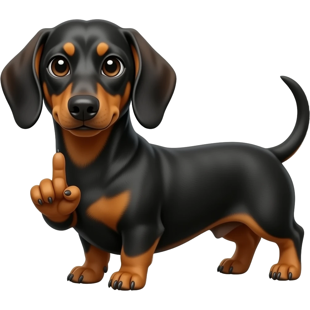 daschund with middle finger emoji