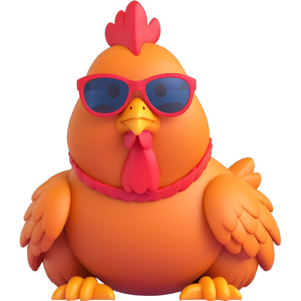 chicken with shades, looking relaxed and stylish emoji
