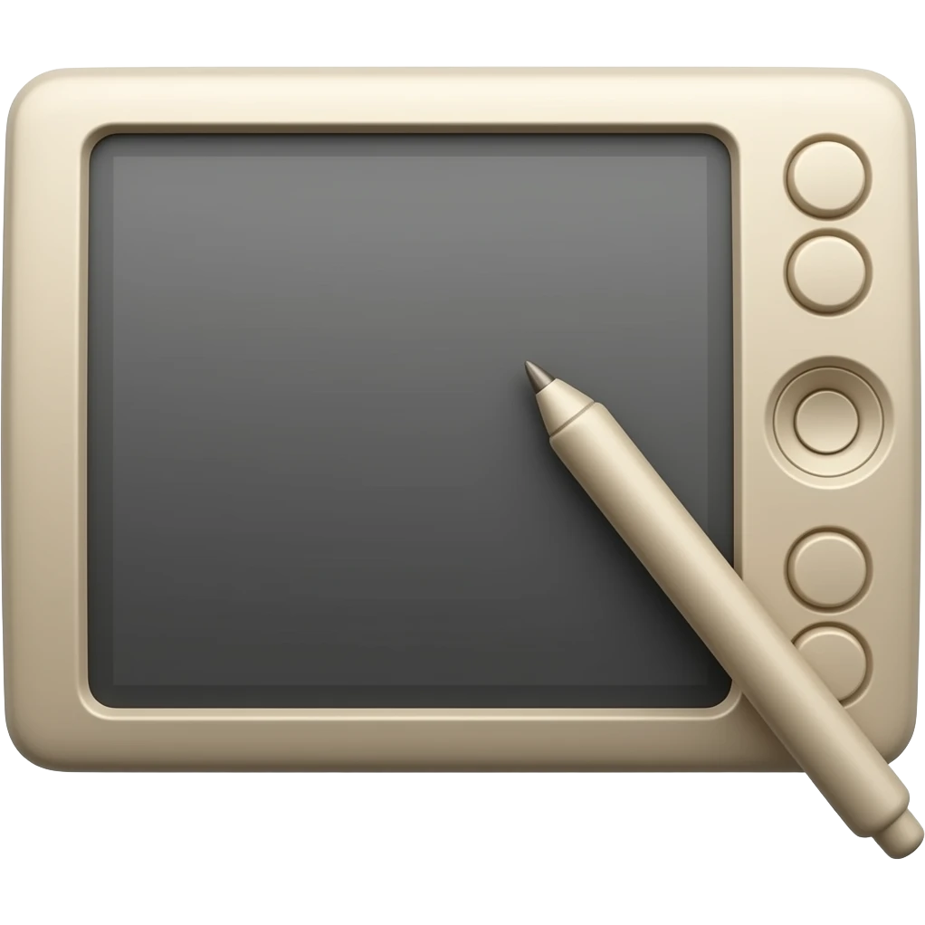 Beige graphics tablet with screen and stylus emoji