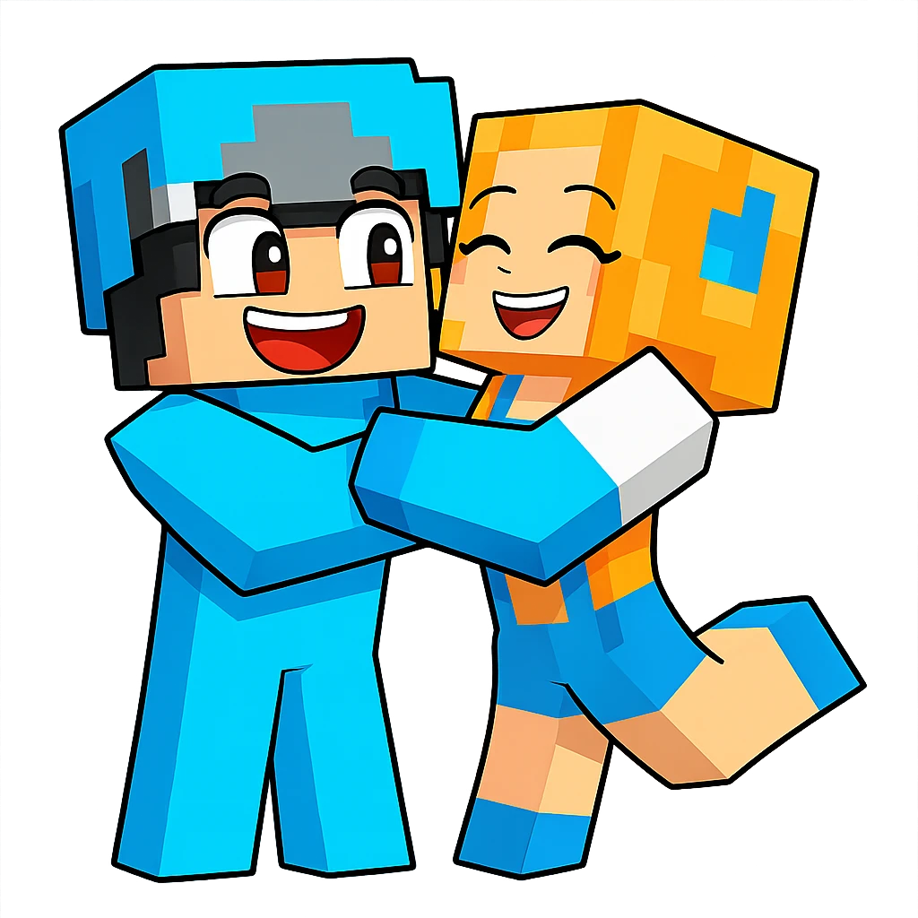Extract all the individual characters from the image, each as a separate image on a transparent background, keeping the original Minecraft cartoon style and appearance as shown in the reference image. emoji