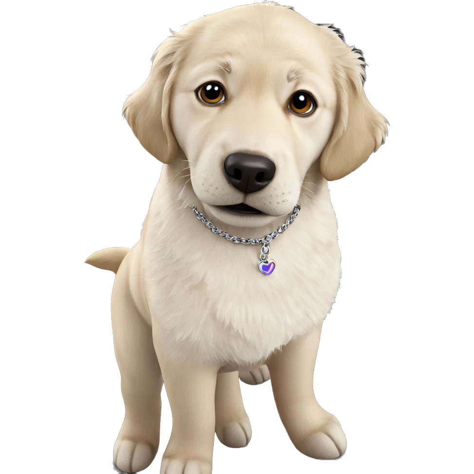 realistic dog wearing necklace emoji