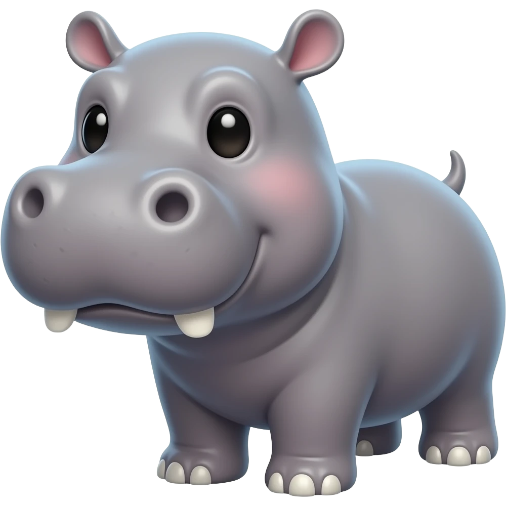 humanoid cute hippopotamus 3d cartoon emoji