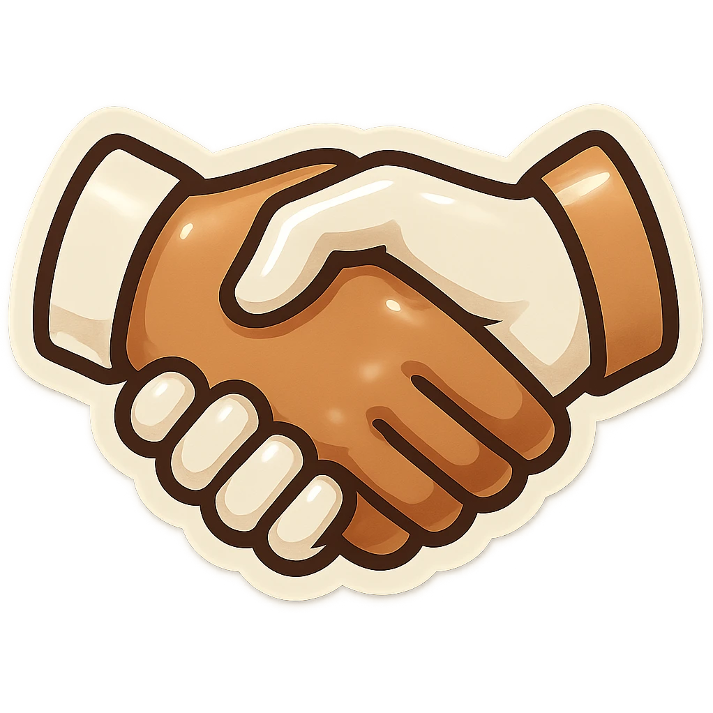 make me a white colour or brown handshake with white outline emoji