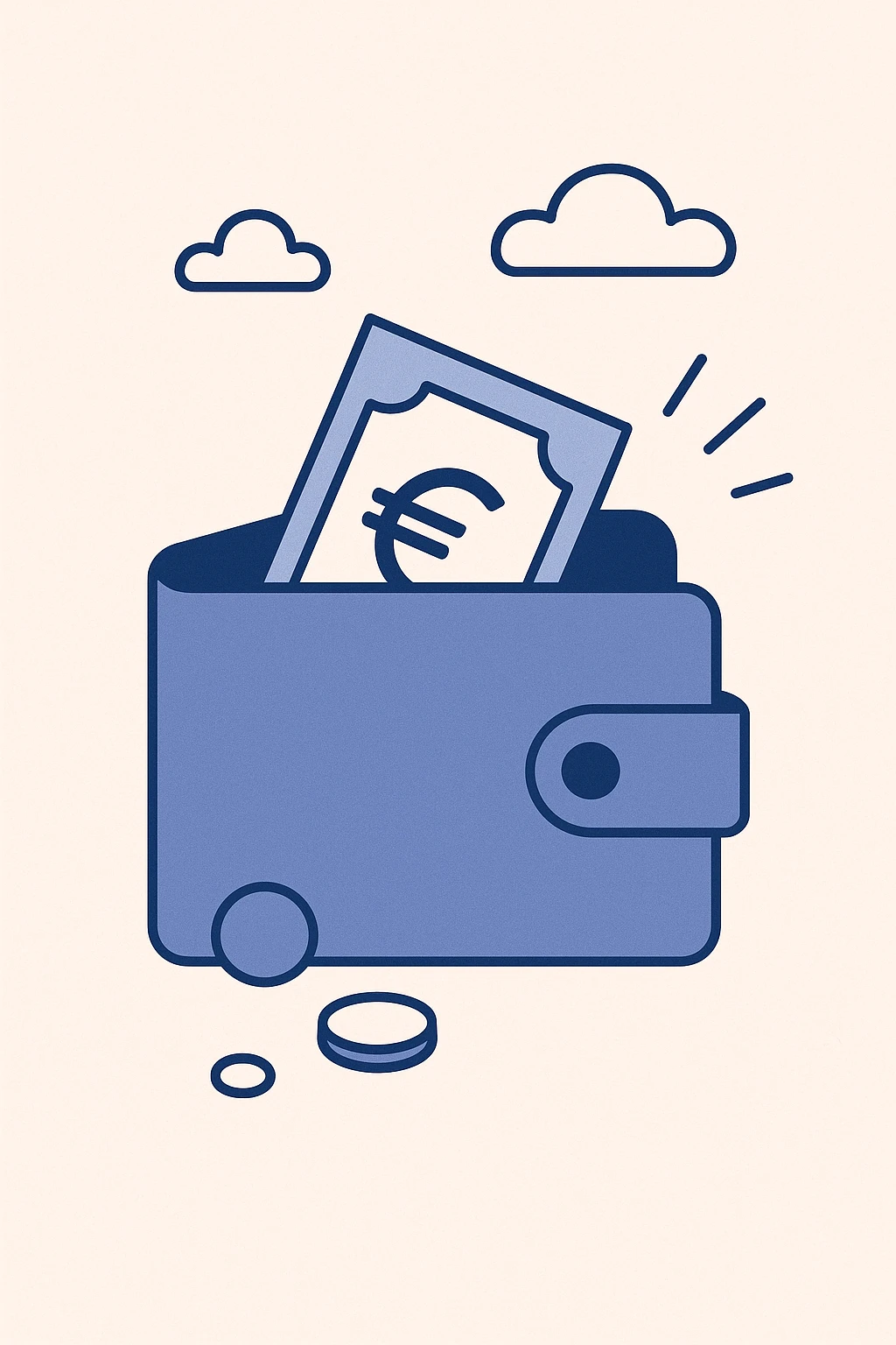 a nearly empty euro wallet, representing poor money habits, clean modern style emoji