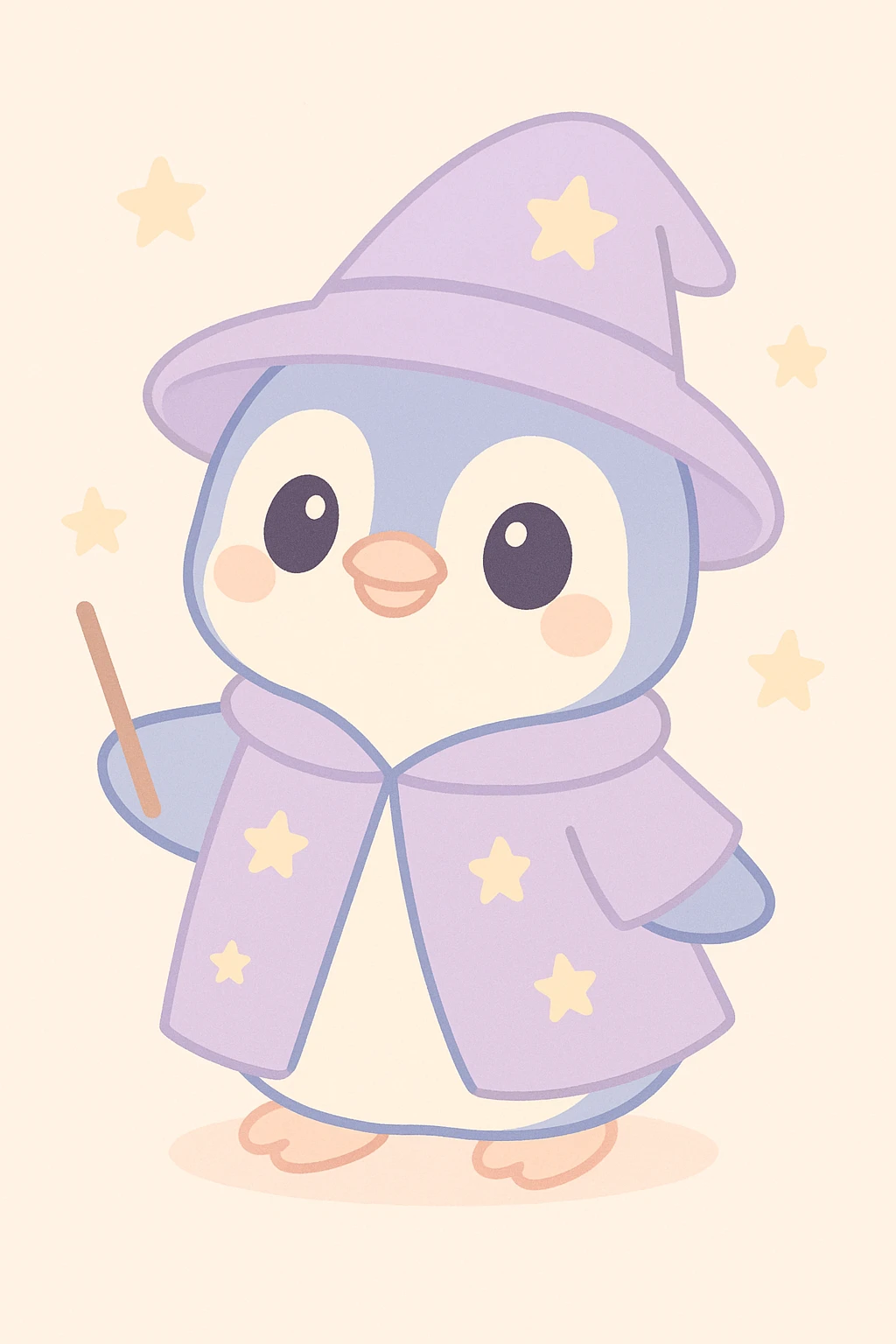 charming penguin wizard wearing a starry robe and hat emoji