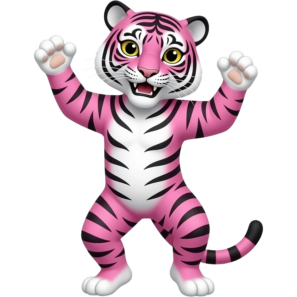 Pink Striped dancing tiger emoji