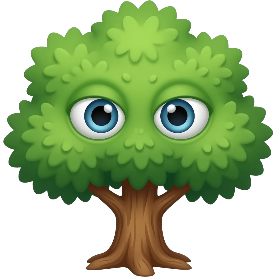 a tree with sus eyes emoji