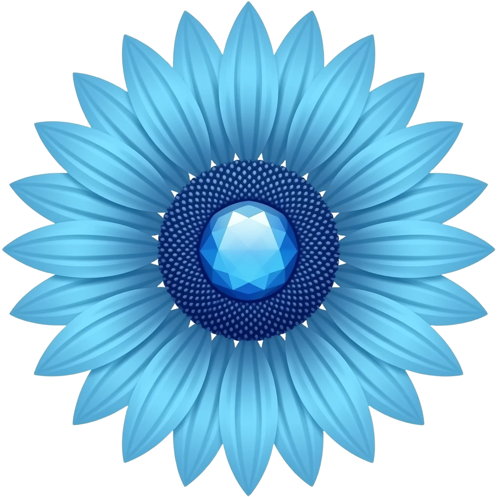 Blue sunflower with a circular blue diamond at the centre emoji