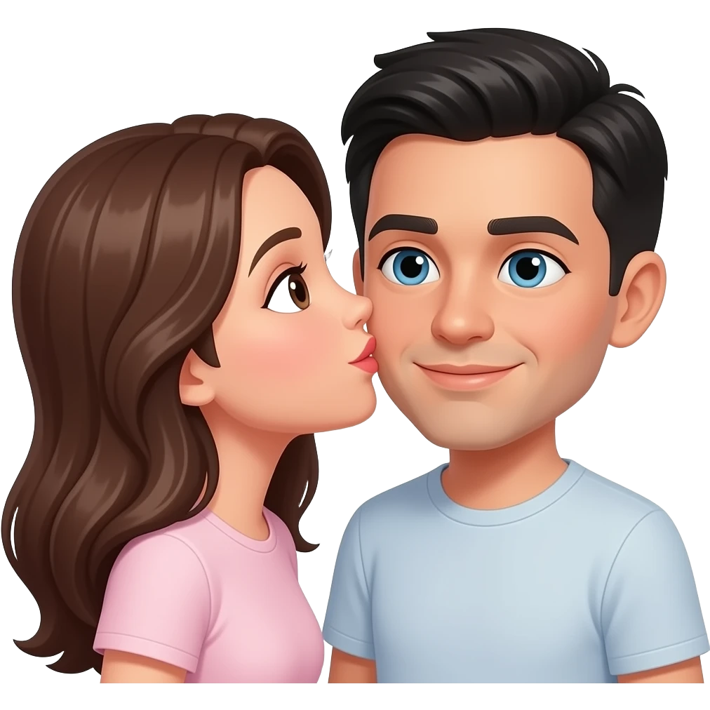 haz un emoji una calva morena mujer besandose con un blanco pelinegro emoji