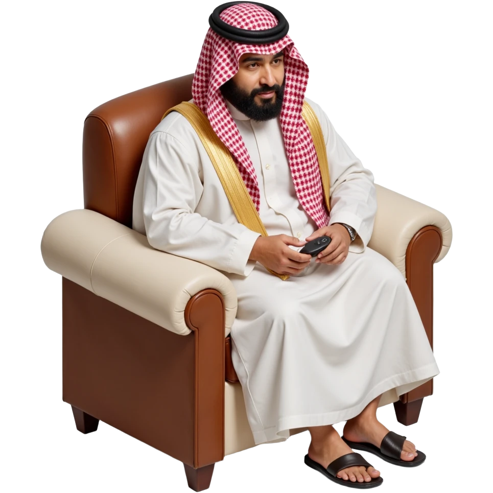 The Emir of Qatar in his traditional dress in office

 emoji