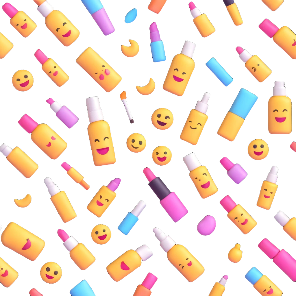 cosmetics, makeup items, beauty products, microsoft style 3d fluent emojis emoji