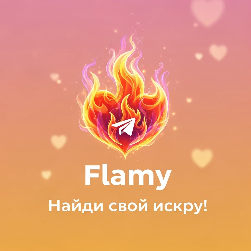 у меня в телеграме есть бот для знакомств Flamy. Иконку бота прикрепил. мне нужно рекламное изображение для постов в тг emoji