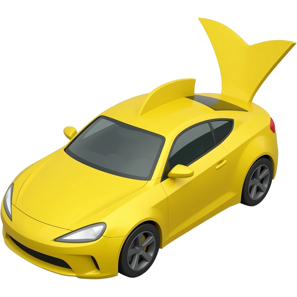 Yellow lowpoly fish tail car emoji