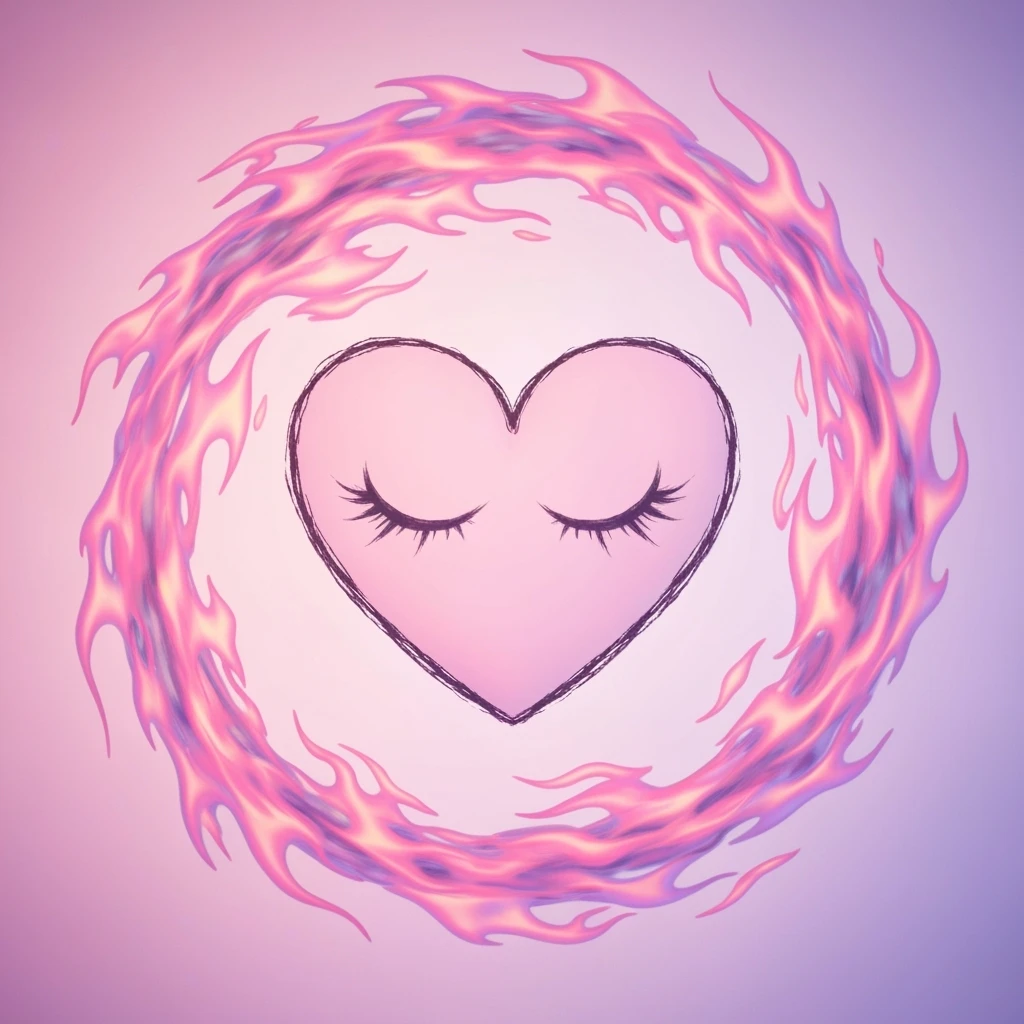 cute emo heart with flames emoji