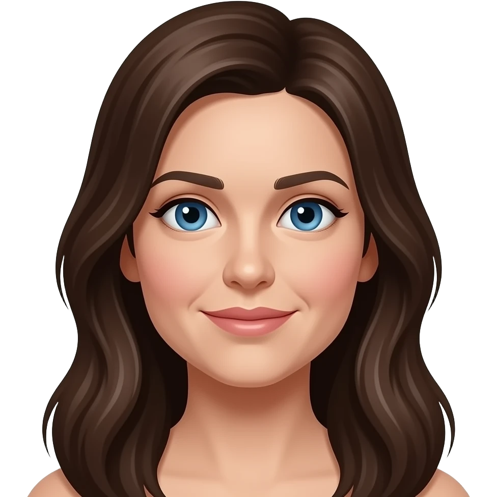 brunette long hair beauty blue eyes 40 years old emoji