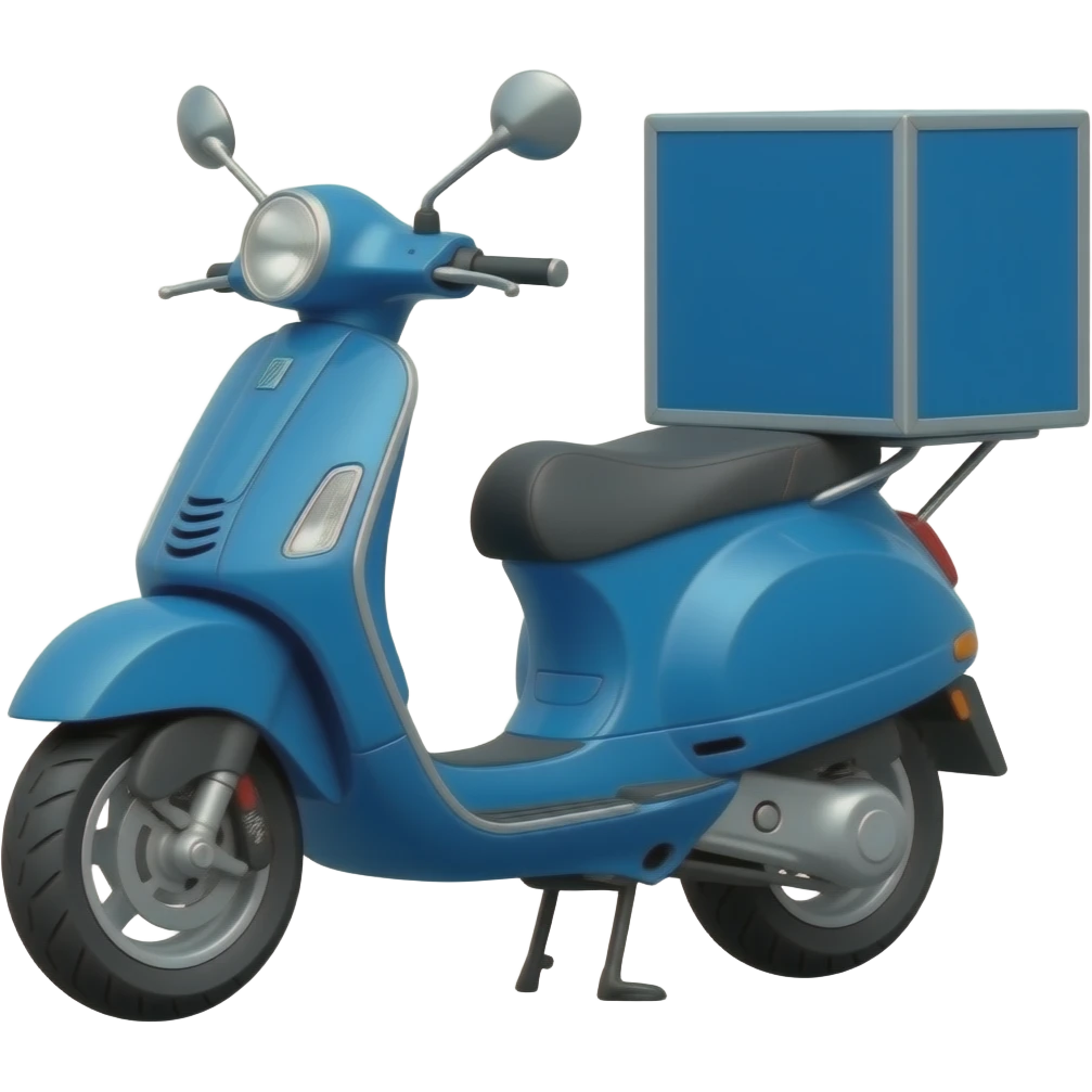 A blue delivery Boxer motobike with a parcel box beside it. No NAME on the bo emoji
