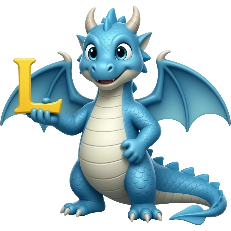Blue dragon holding a L emoji