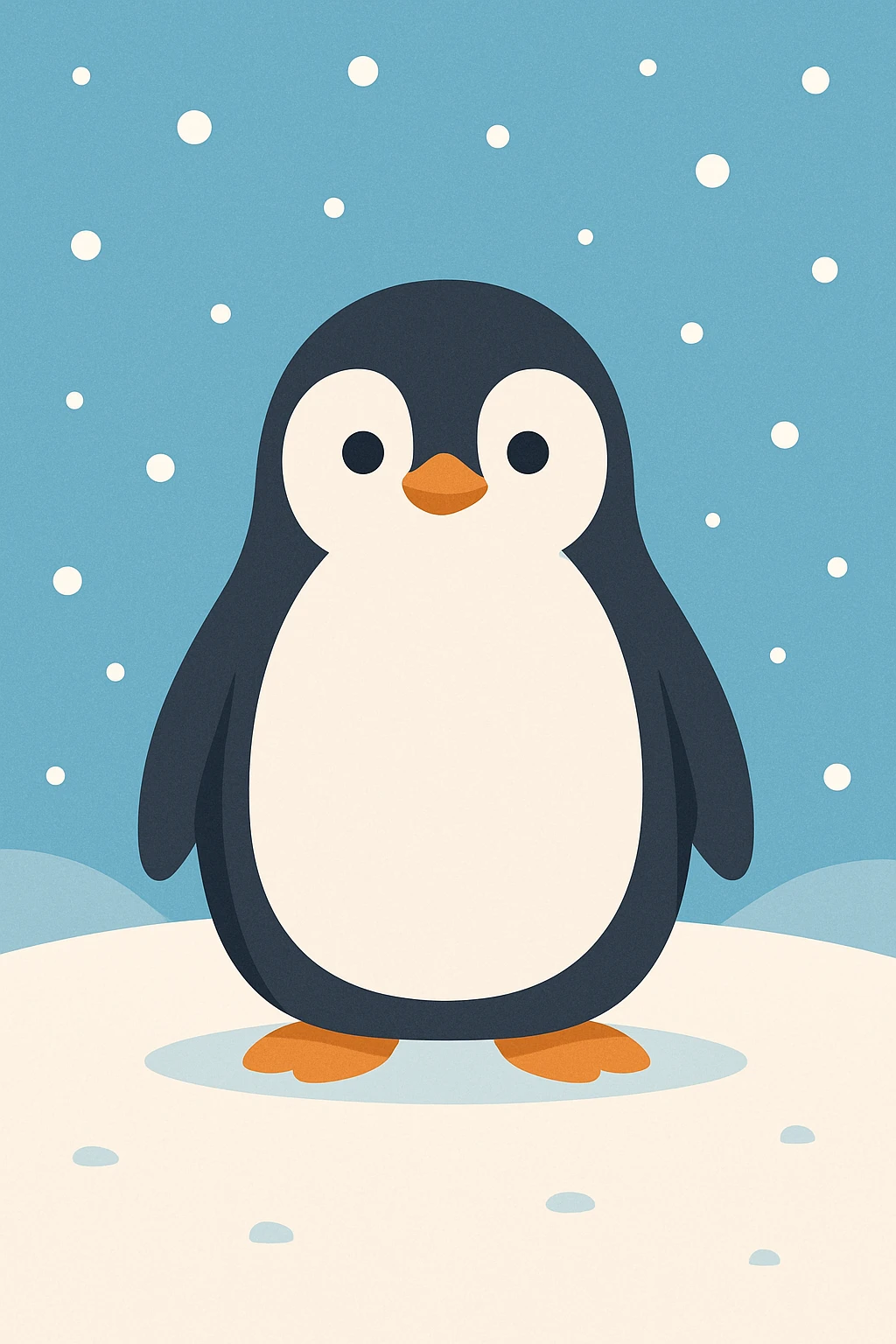 Flat design style penguin in the snow emoji