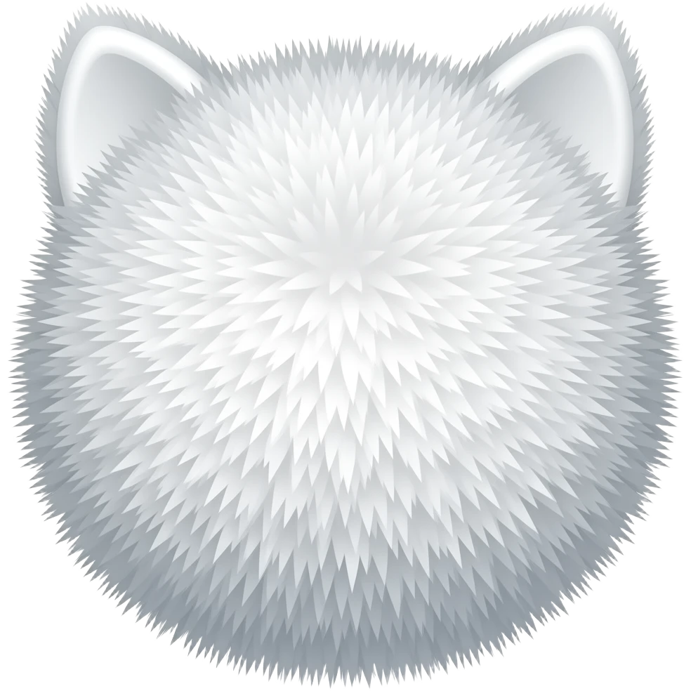 Pompom branco com orelha de gato brancas emoji