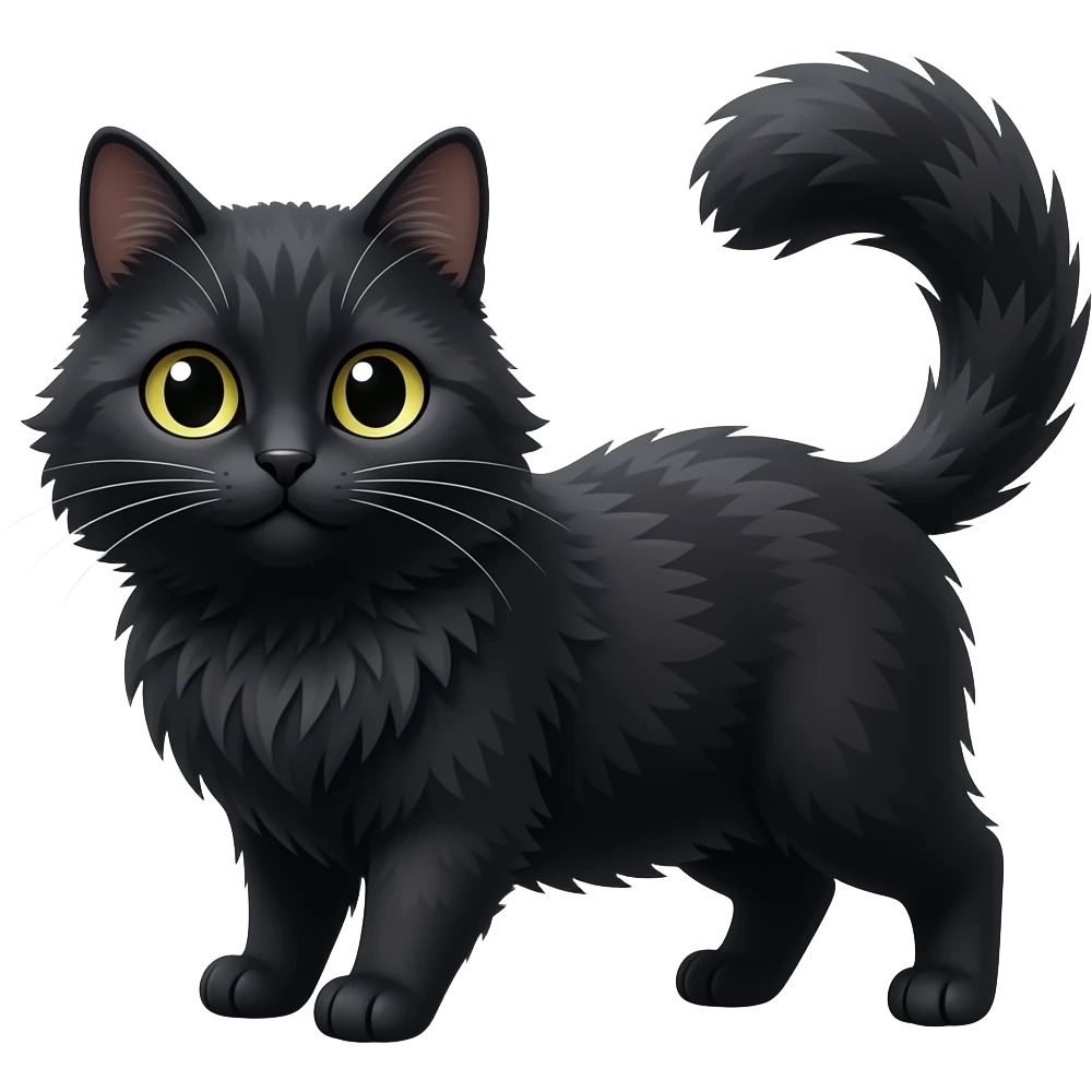 black furry cat waving emoji