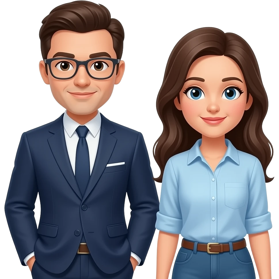 one business men, one business women, both casual clothing emoji