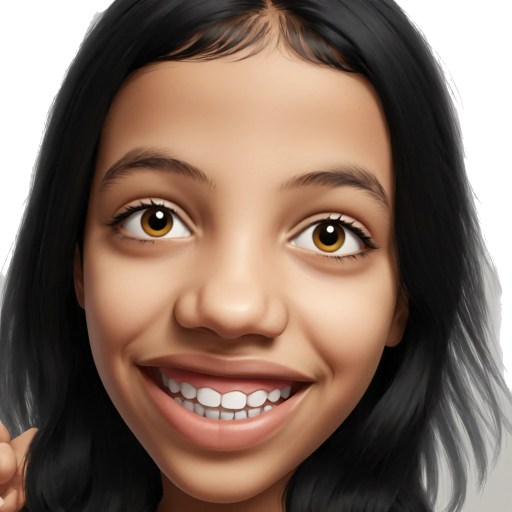 smiling girl with black hair emoji