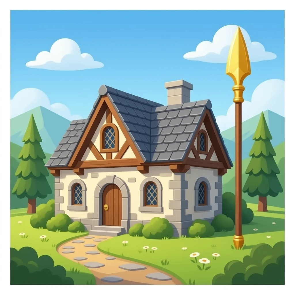 realistic house Martell spear, golden emoji