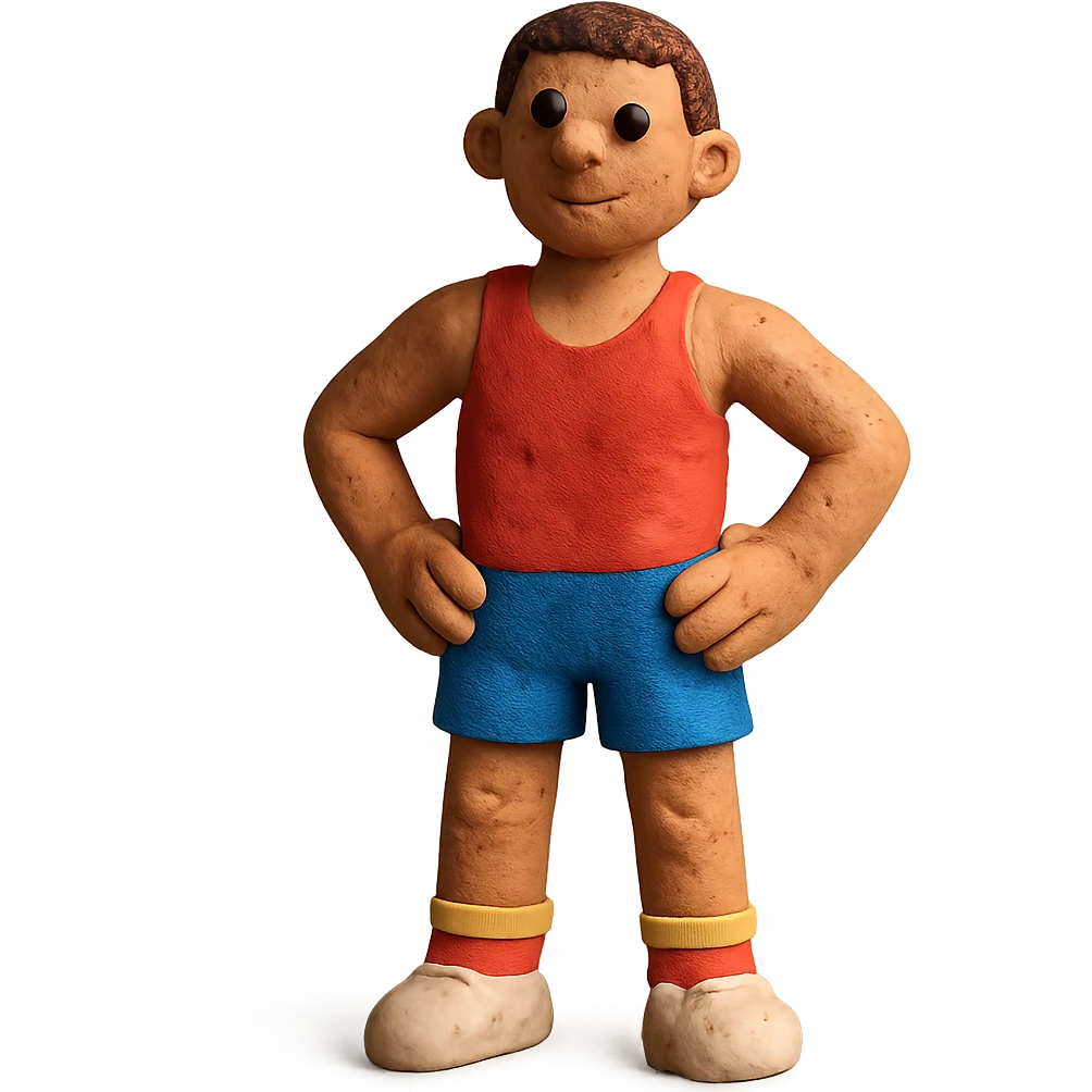 claymation style athlete standing emoji
