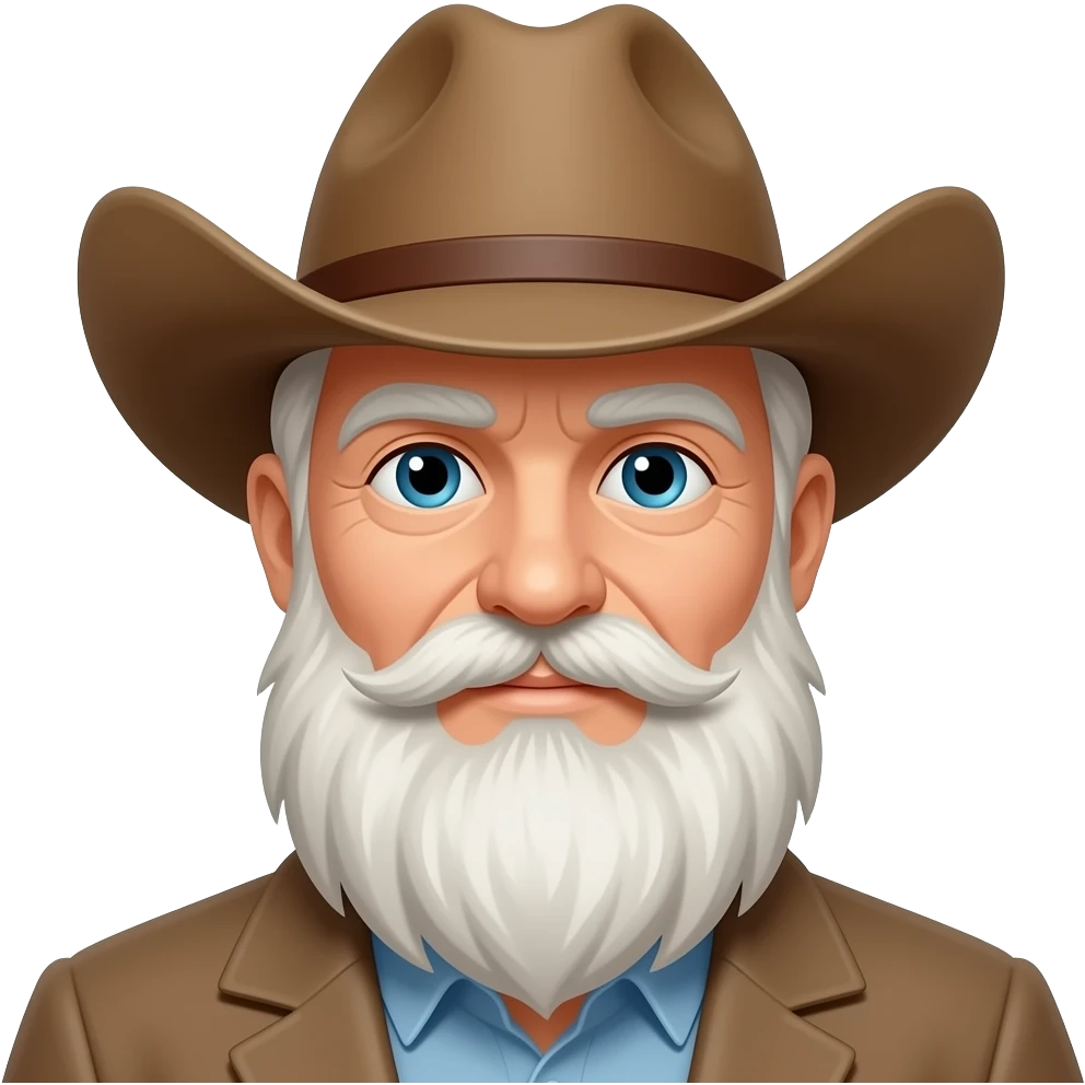 old man having long beared wear cowboy hat emoji