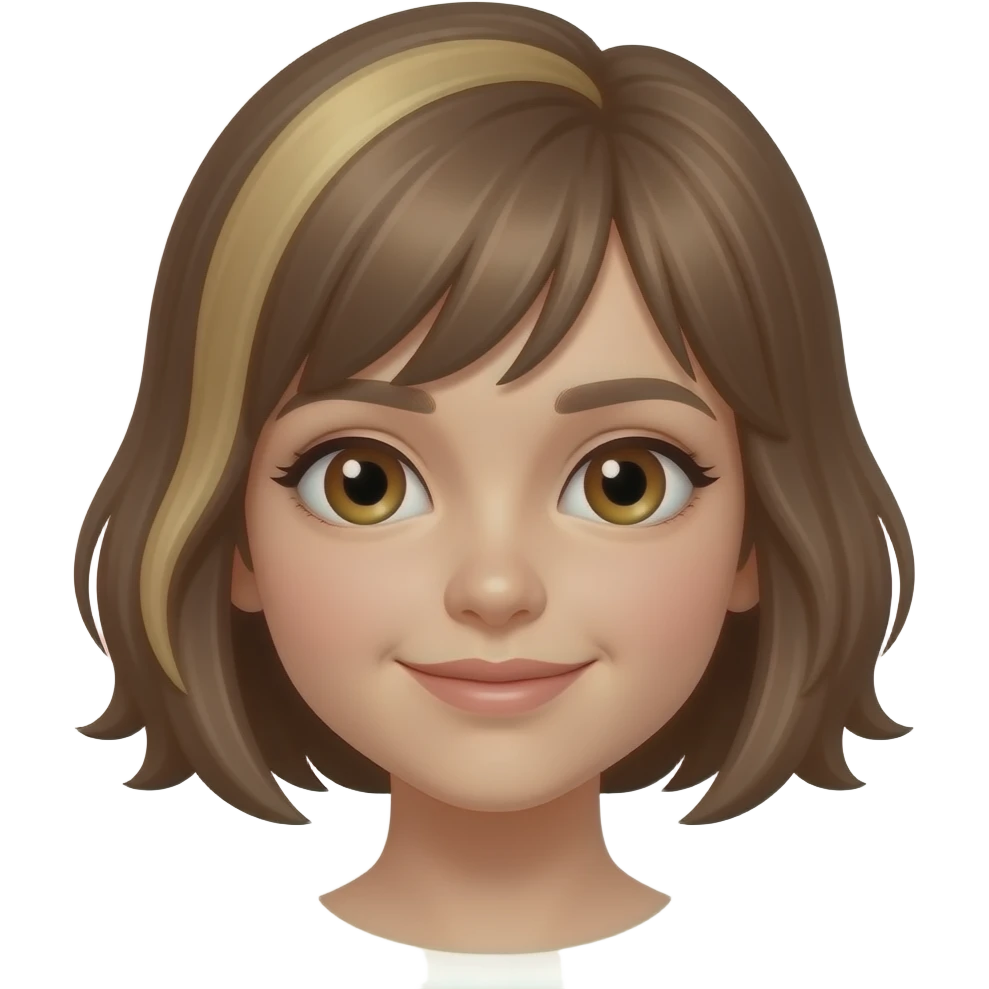 بنت بيضاء لون شعرها بني واشقر لون عيونها بني شعرها قصير emoji