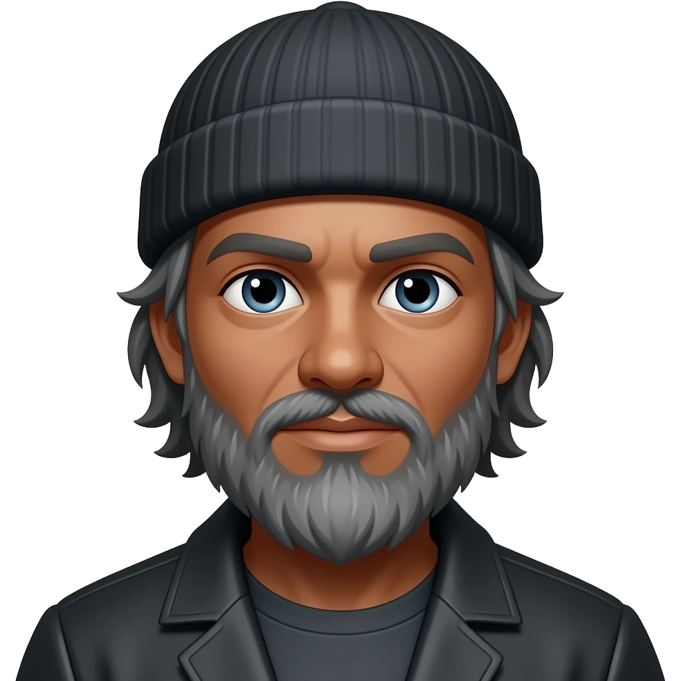 a black man hobo with a beanie on and a grey beard and hair emoji