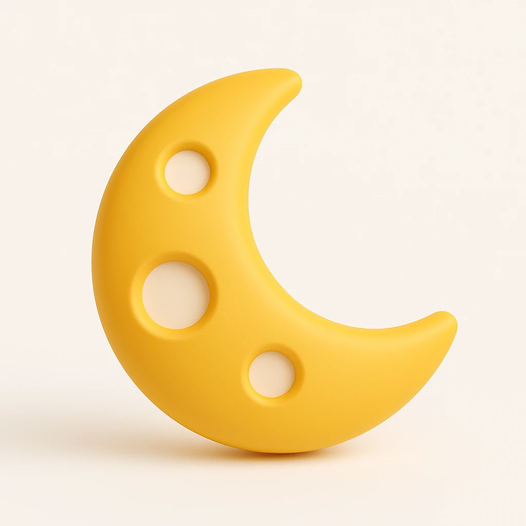 Isomorphic 3D Icon of Moon, Animated, Matte,  white background. High Resolution. emoji