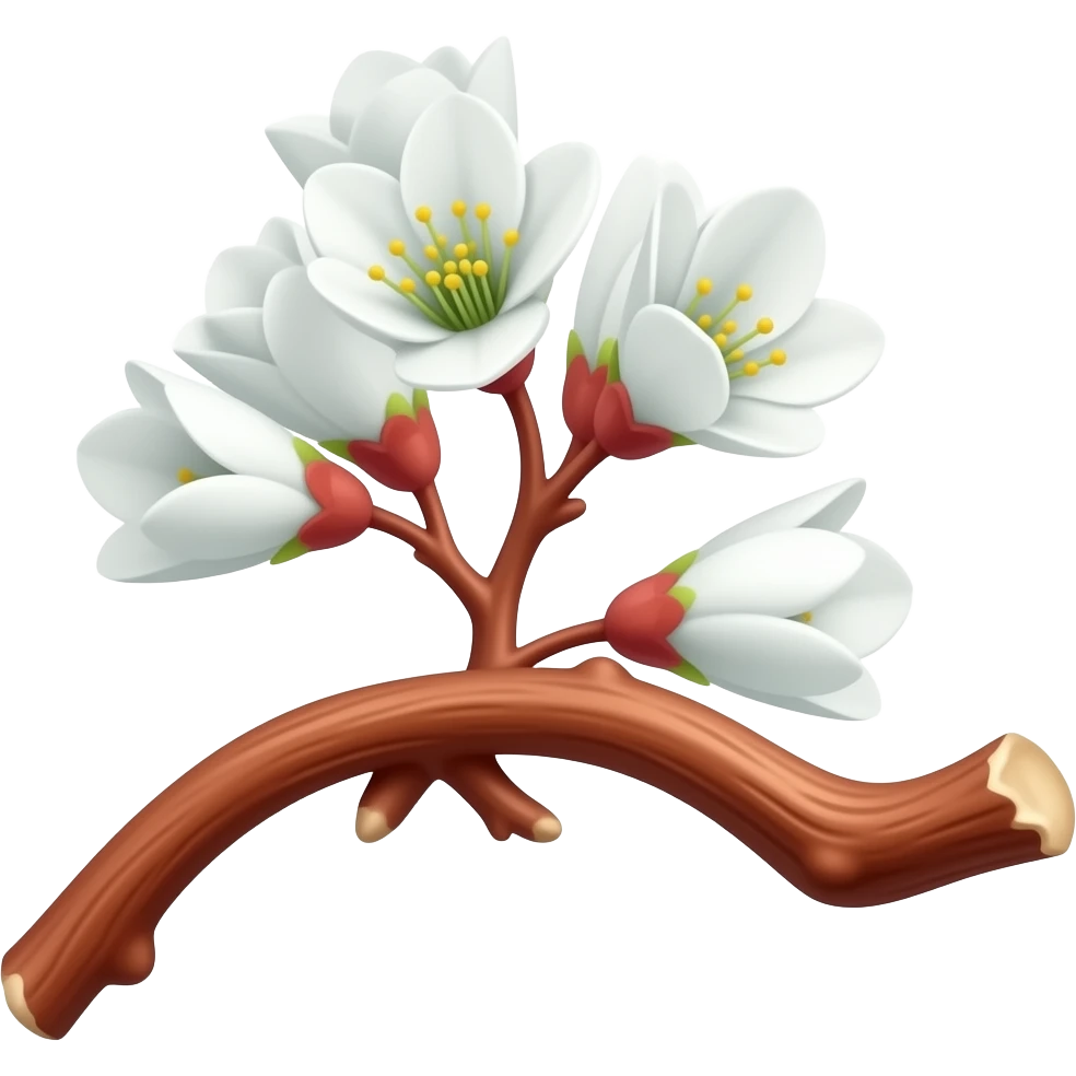 Red tree branch twig with flowers emoji
