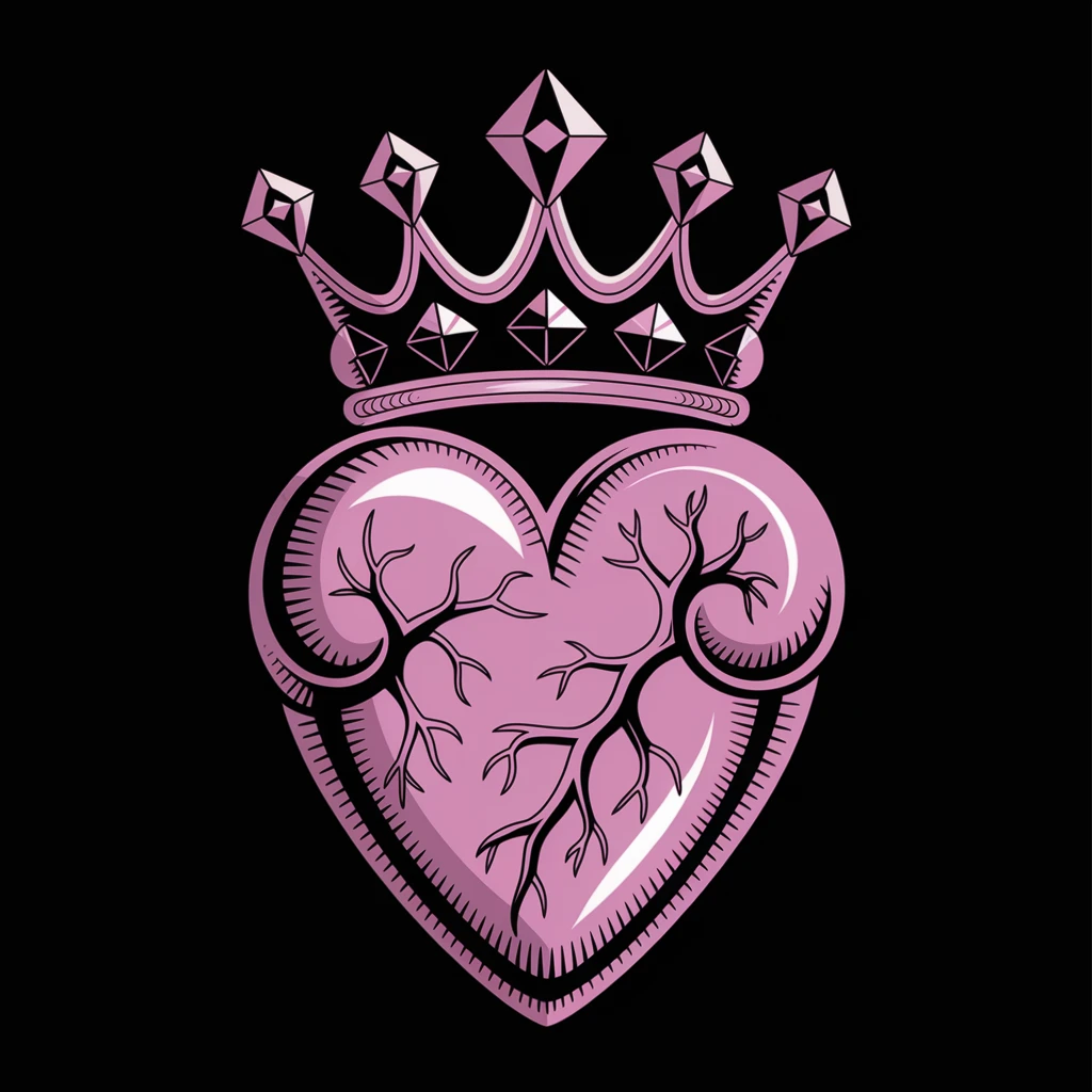 gothic heart with a dark crystal crown emoji