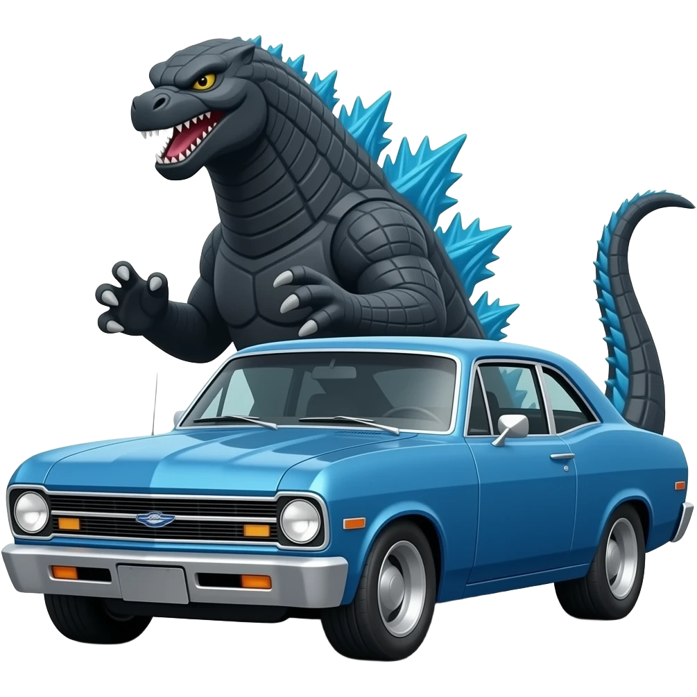 GODZILLA DRIVING CHEVY II NOVA emoji