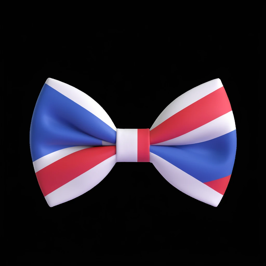 3D bow tie with a stylized Thailand flag design, modern and smooth emoji
