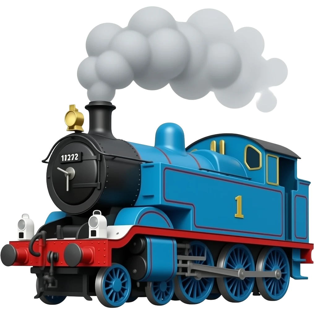 A vibrant pc game style black and blue steam locomotive emoji