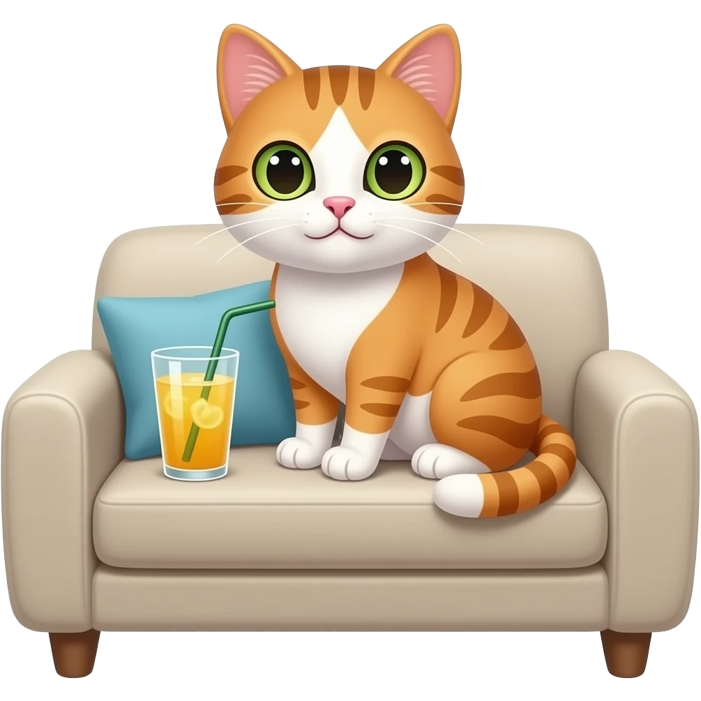 Cat on Couch with Drink emoji
