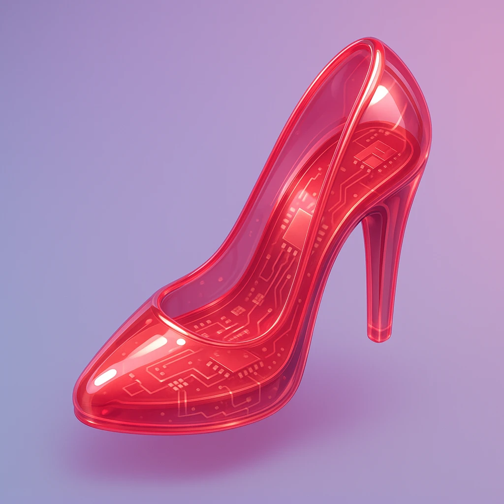 a high-heeled stiletto shoe in a glamorous, glossy fashion illustration style emoji