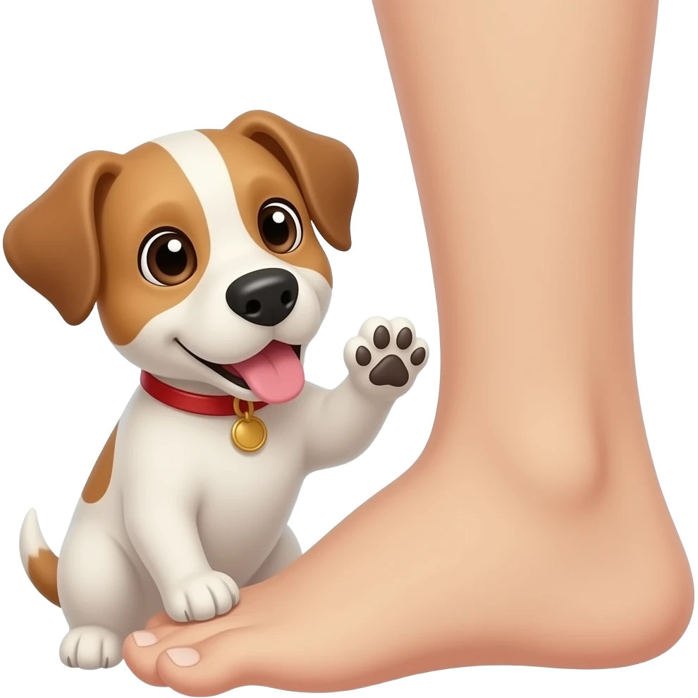 dog paw on human leg to get their attention emoji