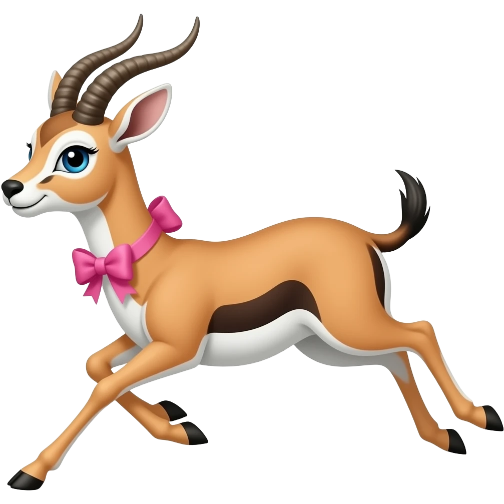 Blue eyed running gazelle with pink bow emoji