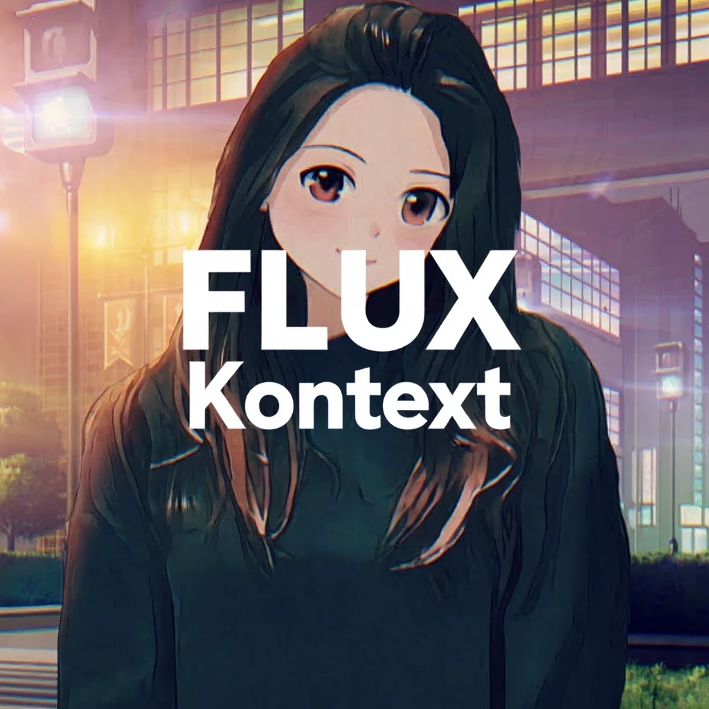 make a image with logo of  text "FLUX Kontext" emoji