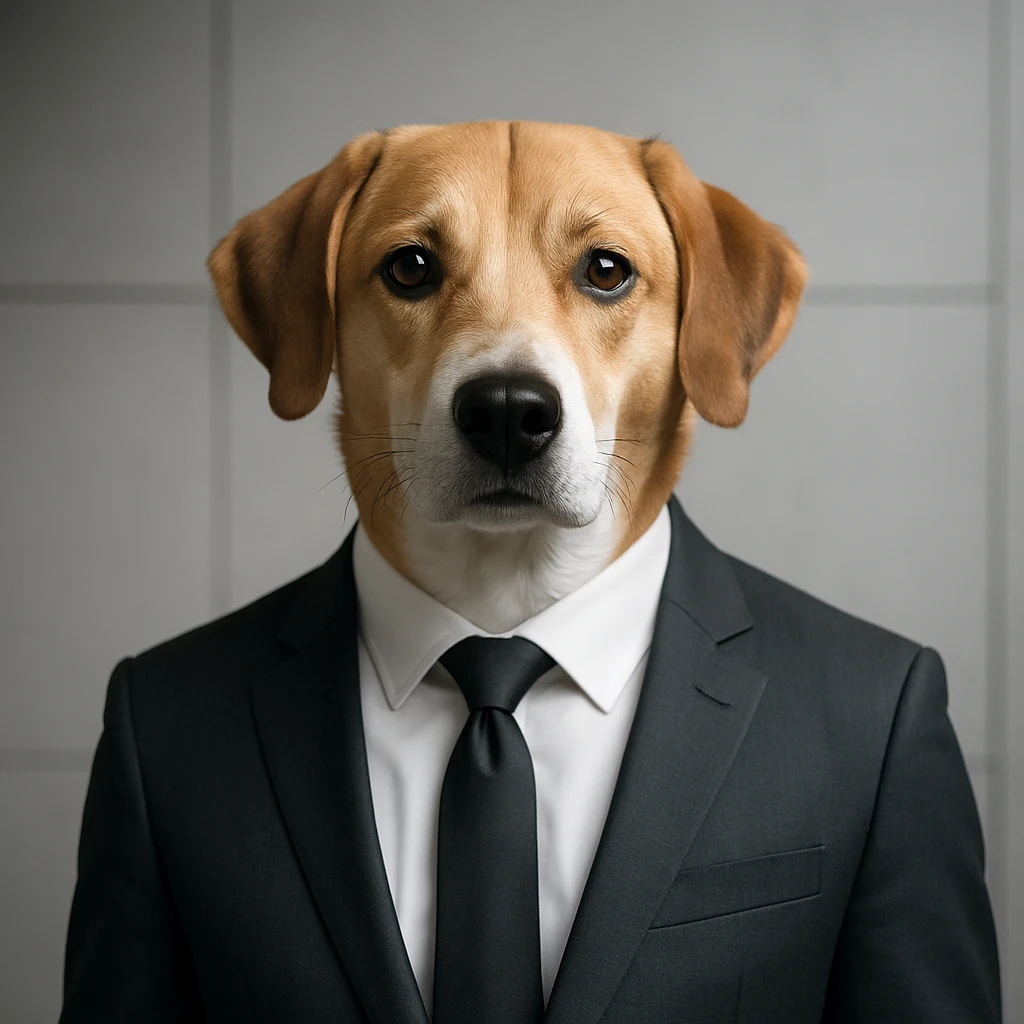 dog in a suit, modern, clean, professional emoji