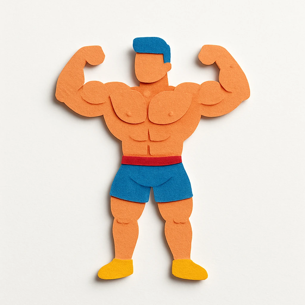 body builder, paper craft style emoji