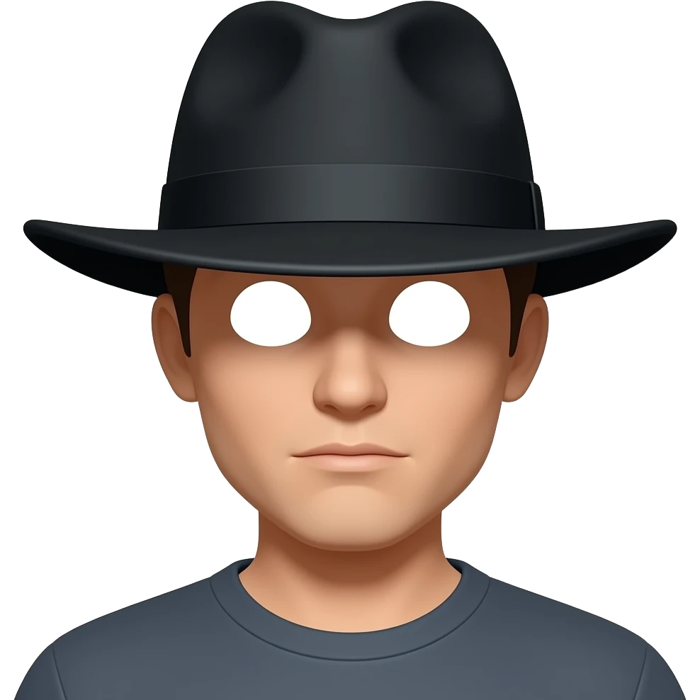 black hat shadow with white void eyes 3d emoji emoji