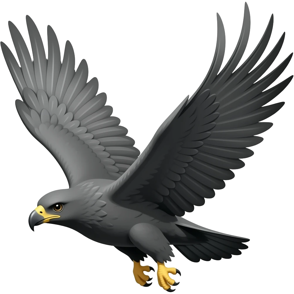 Black Hawk with wings open emoji