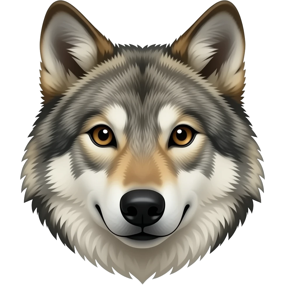 Make  w aolf emoji  Ike silent but look like dangerous and make like looking straight just head  please make it like real wolf don't make as like cartoon make very realistics to it🥲😭😭🥲 emoji