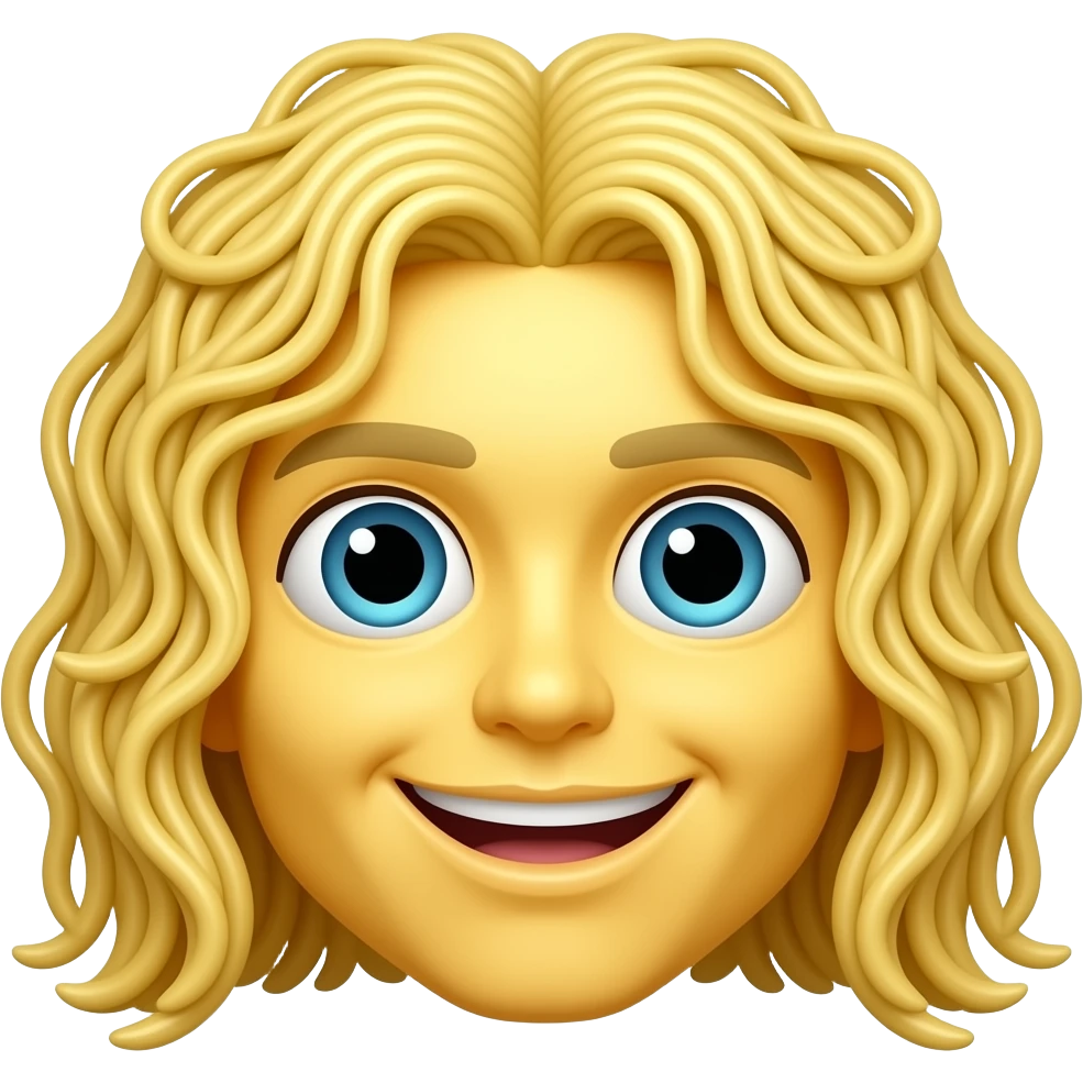 Yellow circle emoji with spaghetti hair emoji