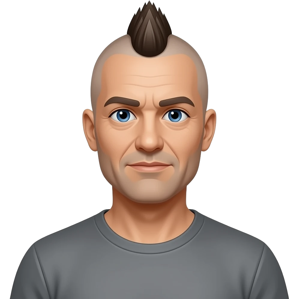 50's man skinhead mohawk and blue eyes and more broad shoulder emoji